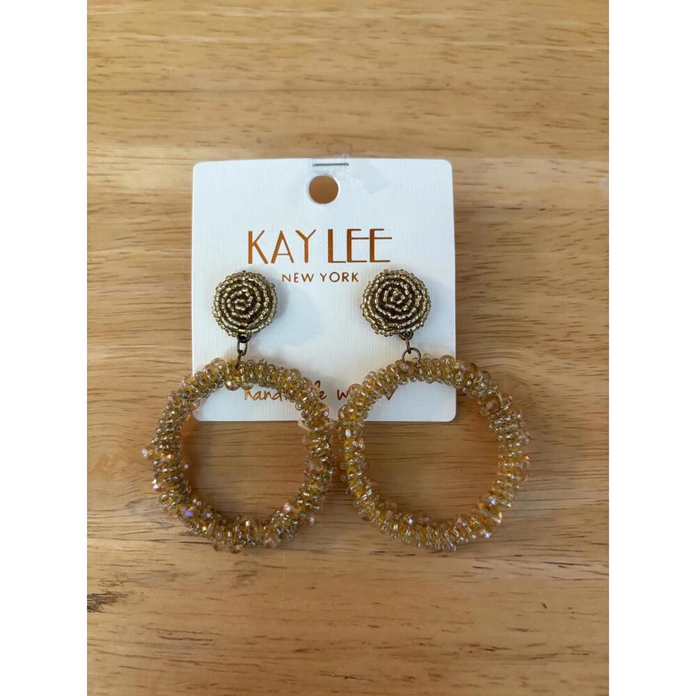 NEW Kay Lee New York Beaded Hoop Earrings